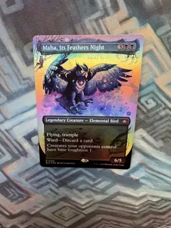 MTG Foil Borderless Maha, Its Feathers Night NM-/EX+ Unplayed Bloomburrow - Image 3
