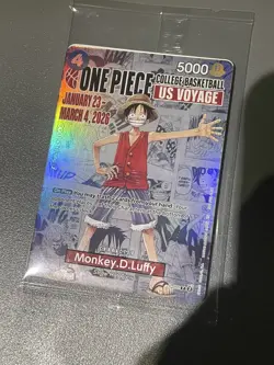 One Piece TCG Luffy College Basketball US Voyage Promo Card SEALED MSG - Image 1