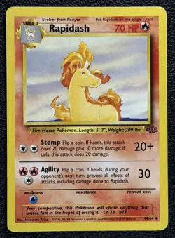 Rapidash 44/64 Base Set Series Jungle UNCOMMON Stage 1 POKEMON CARD 1999 - NM - Image 1