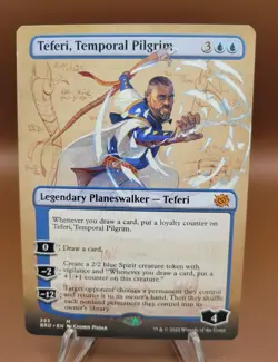 BORDERLESS Teferi, Temporal Pilgrim x1 MTG Brothers War Light Play LP English - Image 1