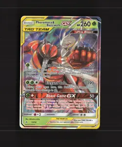 Pheromosa & Buzzwole GX 1/214 Unbroken Bonds Ultra Rare Holo Pokemon Card NM - Image 1