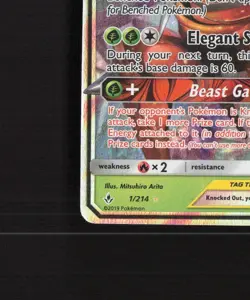 Pheromosa & Buzzwole GX 1/214 Unbroken Bonds Ultra Rare Holo Pokemon Card NM - Image 5