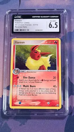 Pokemon TCG Flareon 5/115 Reverse Holo Stamped Unseen Forces CGC 6.5 - Image 1