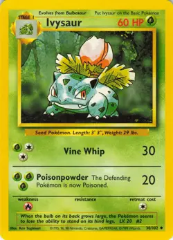 Ivysaur - 30/102 Base Set - WOTC Unlimited - Pokemon TCG - 1999 - Image 1