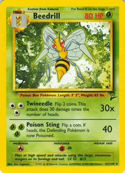 Beedrill - 21/130 Base Set 2 - WOTC Unlimited - Pokemon TCG - 2000 - Image 1