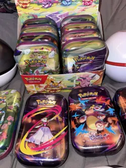 POKEMON TIN LOT OF 23 EMPTY (Coins, Binders, Artwork Cards) - Image 3