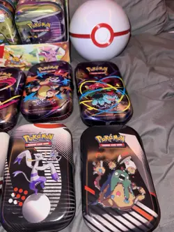 POKEMON TIN LOT OF 23 EMPTY (Coins, Binders, Artwork Cards) - Image 4