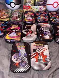 POKEMON TIN LOT OF 23 EMPTY (Coins, Binders, Artwork Cards) - Image 5