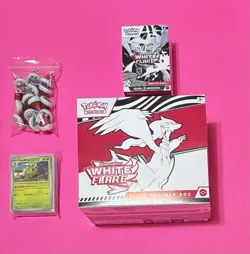 Pokemon TCG S&V White Flare ETB, Booster Bundle, 46 cards, & 15 Hershey’s Kisses - Image 1