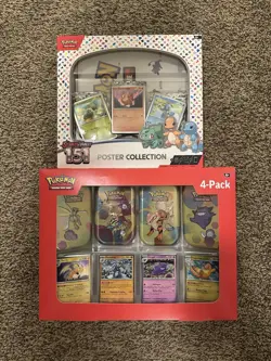 Sealed Pokemon 151 Mini Tins 4-Pack And 151 Poster Collection - Image 1