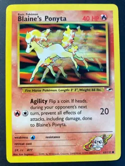 Blaine's Ponyta 63/132 Gym Heroes Common Pokemon TCG Card - Near Mint - Image 1