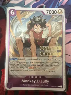 Stamped Monkey D Luffy Judge OP03-070 Pillars Of Strength One Piece TCG Foil - Image 1