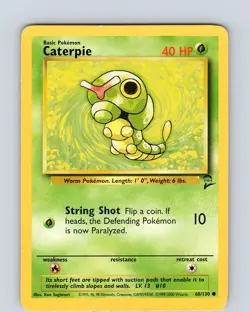 Pokemon TCG Caterpie Base Set 2 68/130 Unlimited Common Card WOTC Played MP - Image 1
