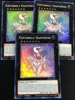 Yugioh 3x Expurrely Happiness Super RareAMDE-EN017 card Playset - Image 1