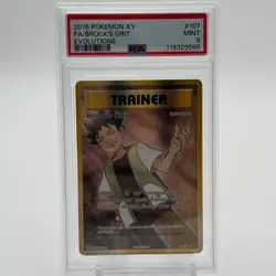 Brock’s Grit Full Art #107/108 Evolutions PSA 9 MINT Pokemon Card - Image 1