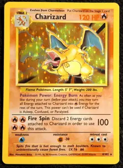 Pokemon TCG Charizard 4/102 - Base Set - Holo Rare - MP - Image 1