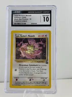 Team Rocket's Meowth 18/53 Wotc Black Star Promo Pokemon CGG 10 **GEM MINT** - Image 1