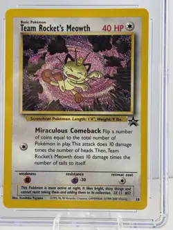 Team Rocket's Meowth 18/53 Wotc Black Star Promo Pokemon CGG 10 **GEM MINT** - Image 2