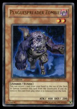 Yu-Gi-Oh! 1st Edition Plaguespreader Zombie #CSOC-EN031 Light Play - Image 1