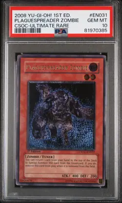Plaguespreader Zombie Yugioh 2008 CSOC-EN031 Ultimate Rare 1st Edition PSA 10 - Image 1