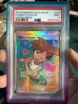 Misty's Favor 235/236 Pokemon TCG PSA 9 Gem Mint, Unified Minds Sun & Moon - Image 1