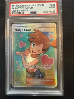 Misty's Favor 235/236 Pokemon TCG PSA 9 Gem Mint, Unified Minds Sun & Moon - Image 2