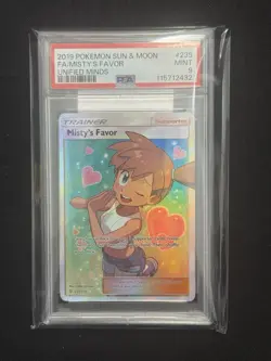 2019 POKEMON SUN & MOON UNIFIED MINDS #235 FULL ART/MISTY'S FAVOR PSA 9 - Image 1