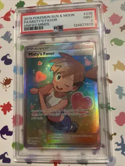 2019 POKEMON SUN & MOON UNIFIED MINDS #235 FULL ART/MISTY'S FAVOR PSA 9 - Image 1