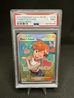 2019 POKEMON SUN & MOON UNIFIED MINDS #235 FULL ART/MISTY'S FAVOR PSA 9 - Image 1