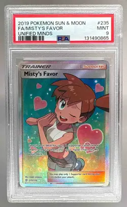 131490865 Misty's Favor 2019 Pokemon Sun & Moon Unified Minds #235 PSA 9 - Image 1