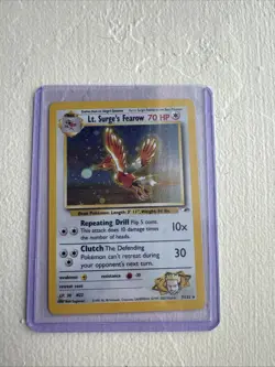 Pokemon TCG Lt. Surge's Fearow Holo Rare Card 7/132 Gym Heroes Series - Image 1