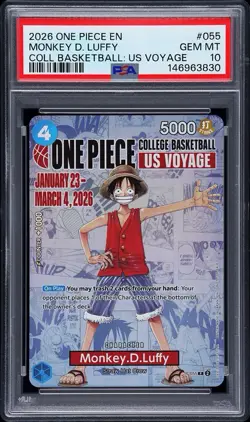 2026 One Piece Monkey D. Luffy US College Basketball Card PSA 10 IN HAND GEM - Image 1