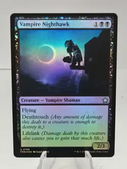 x1 Vampire Nighthawk FDN Foundations MTG 186 FOIL UNCOMMON M/NM 1x - Image 1