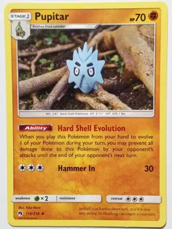 Pupitar 116/214 LP - Yuka Morii Clay Art - Lost Thunder Pokemon Card - Image 1
