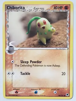 Chikorita 44/101 LP - Yuka Morii Clay Art - EX Dragon Frontiers Pokemon Card - Image 1