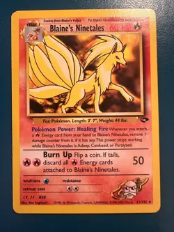 Blaine's Ninetales 21/132 REGULAR Pokemon WOTC Gym Challenge Non Holo Rare LP/NM - Image 1