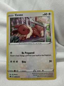 Pokemon Card Eevee SWSH175 SWSH Black Star Promo Rare HD Swirl Near Mint - Image 1