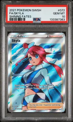 2021 POKEMON SWORD & SHIELD SHINING FATES #072 FULL ART/SKYLA PSA 10 - Image 1