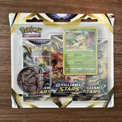 Pokemon TCG Brilliant Stars 3 Pack Blister Leafeon Promo - Image 1