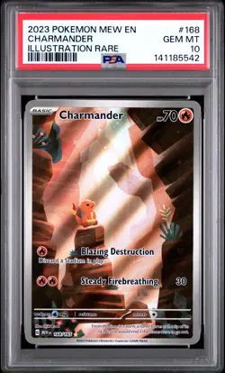 2023 POKEMON MEW EN-151 ILLUSTRATION RARE #168 CHARMANDER PSA 10 - Image 1