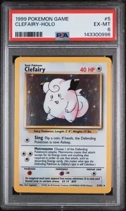 1999 POKEMON BASE SET UNLIMITED #5 CLEFAIRY-HOLO PSA 6 - Image 1
