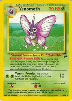 Venomoth - 31/130 Base Set 2 - WOTC Unlimited - Pokemon TCG - 2000 - Image 1