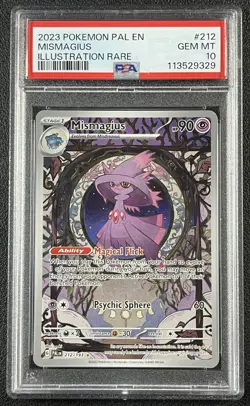 MISMAGIUS PSA 10 2023 POKEMON PALDEA EVOLVED PAL EN #212/193 ILLUSTRATION RARE 9 - Image 1