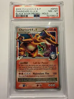 2009 POKEMON DIAMOND & PEARL BLACK STAR PROMO HOLO #DP45 CHARIZARD G LV.X PSA 8 - Image 1