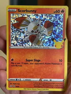 POKEMON SCORBUNNY 16/25 HOLOFOIL PROMO MCDONALDS CONFETTI BLEED NM CARD - Image 1