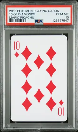 2016 POKEMON PLAYING CARDS MARIO PIKACHU 10 OF DIAMONDS PSA 10 - Image 1