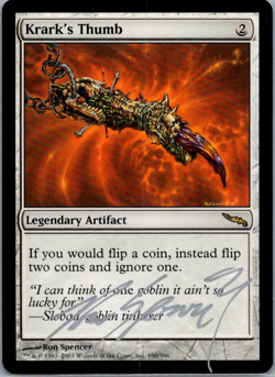 Krark's Thumb #190 Mirrodin Regular Rare Signed Lightly Played - Image 1