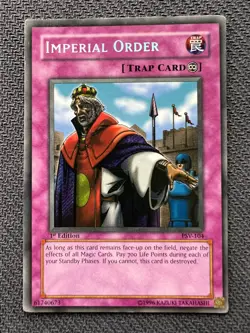 Yugioh Imperial Order 1st Edition Secret Rare PSV-104 MP crease - Image 1