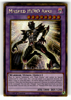 Masked HERO Anki PGL2-EN011 1st Edition Gold Secret Rare Premium Gold: Return of - Image 1