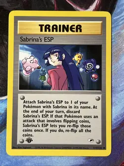 Pokemon Gym Heroes Sabrina's ESP 1st Edition Uncommon Trainer Card 117/132 - Image 1
